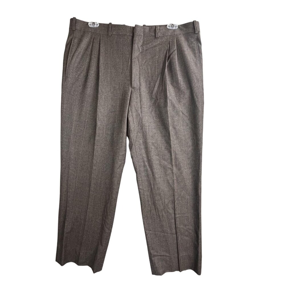Royal Classic Pants Mens 38x30 Plaid Pleated Dress Wool Blend Career Formal Work